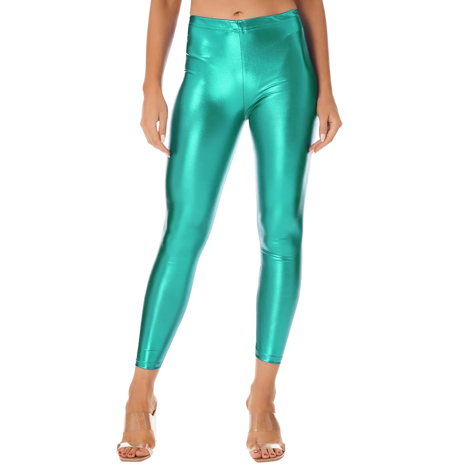Women's Shiny Metallic Faux Leather  Leggings