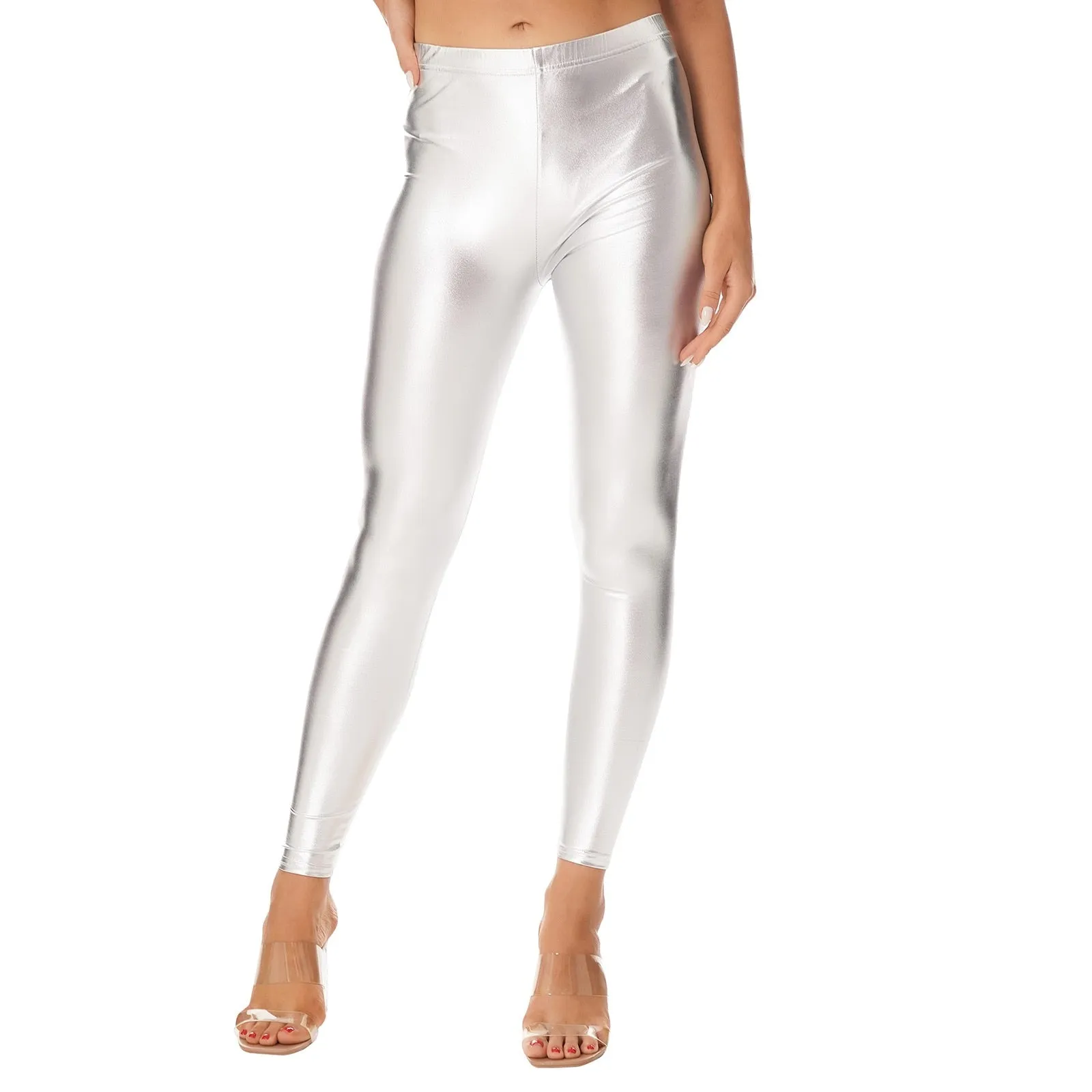 Women's Shiny Metallic Faux Leather  Leggings