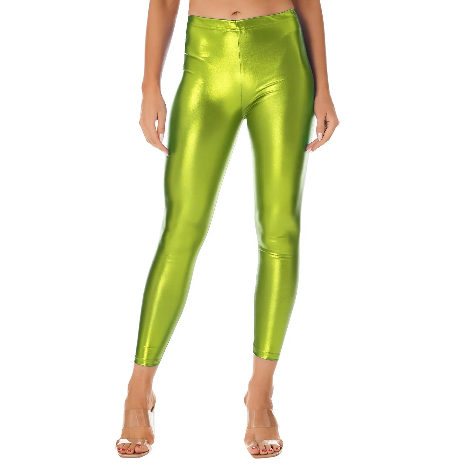 Women's Shiny Metallic Faux Leather  Leggings