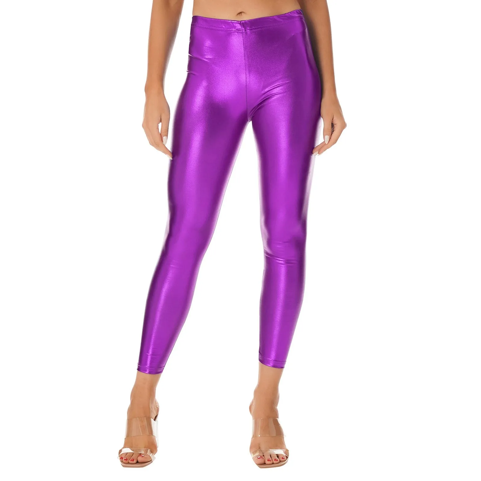 Women's Shiny Metallic Faux Leather  Leggings
