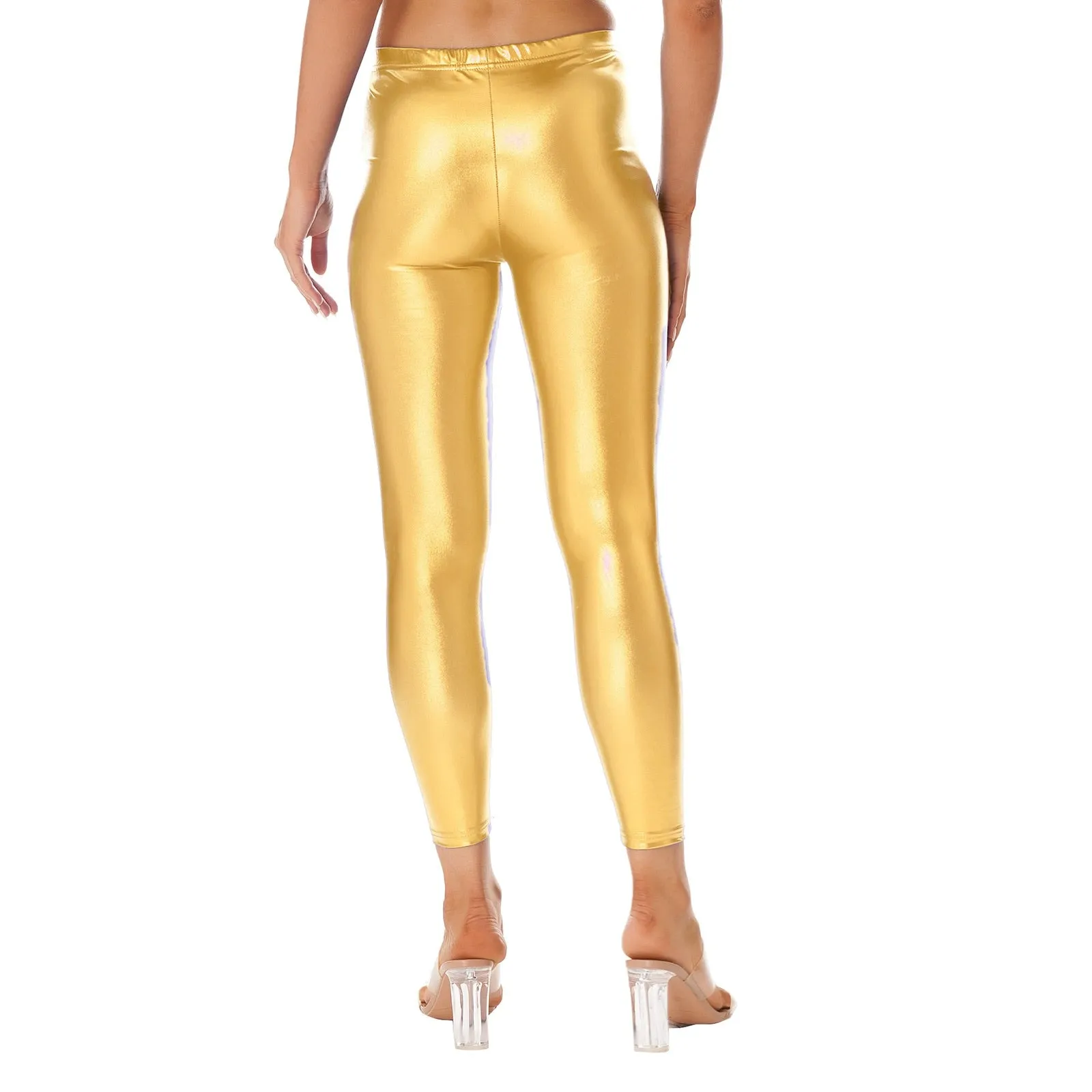 Women's Shiny Metallic Faux Leather  Leggings