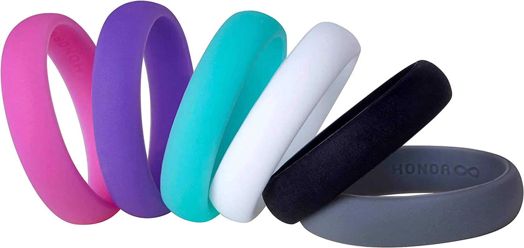 Womens Silicone Wedding Ring Band - 6 Ring Pack