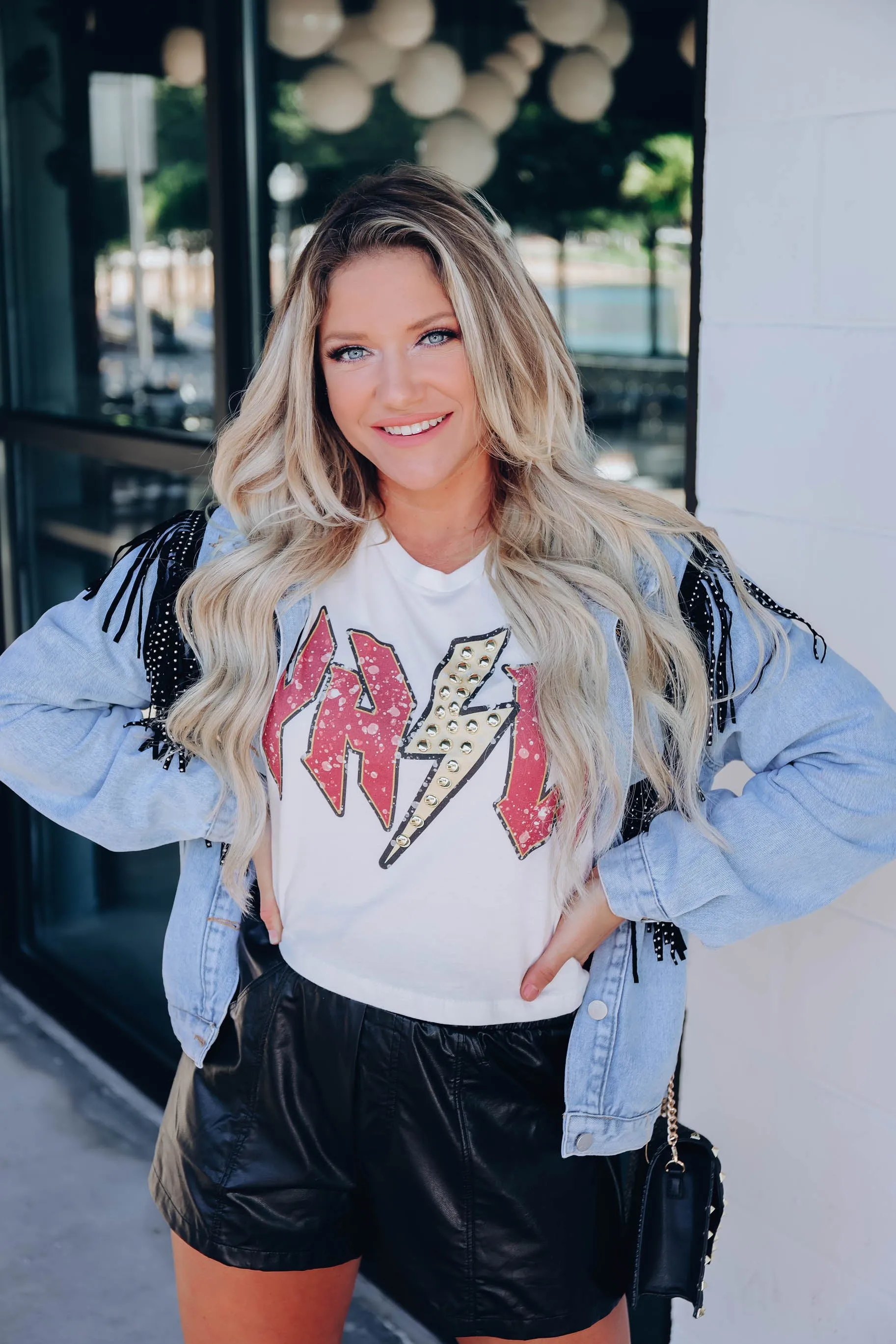 Y'all Studded Cropped Graphic Tee